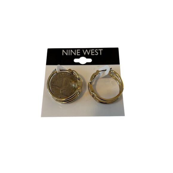 Nine West Bright Gold Double Hoop Earrings - Picture 5 of 5